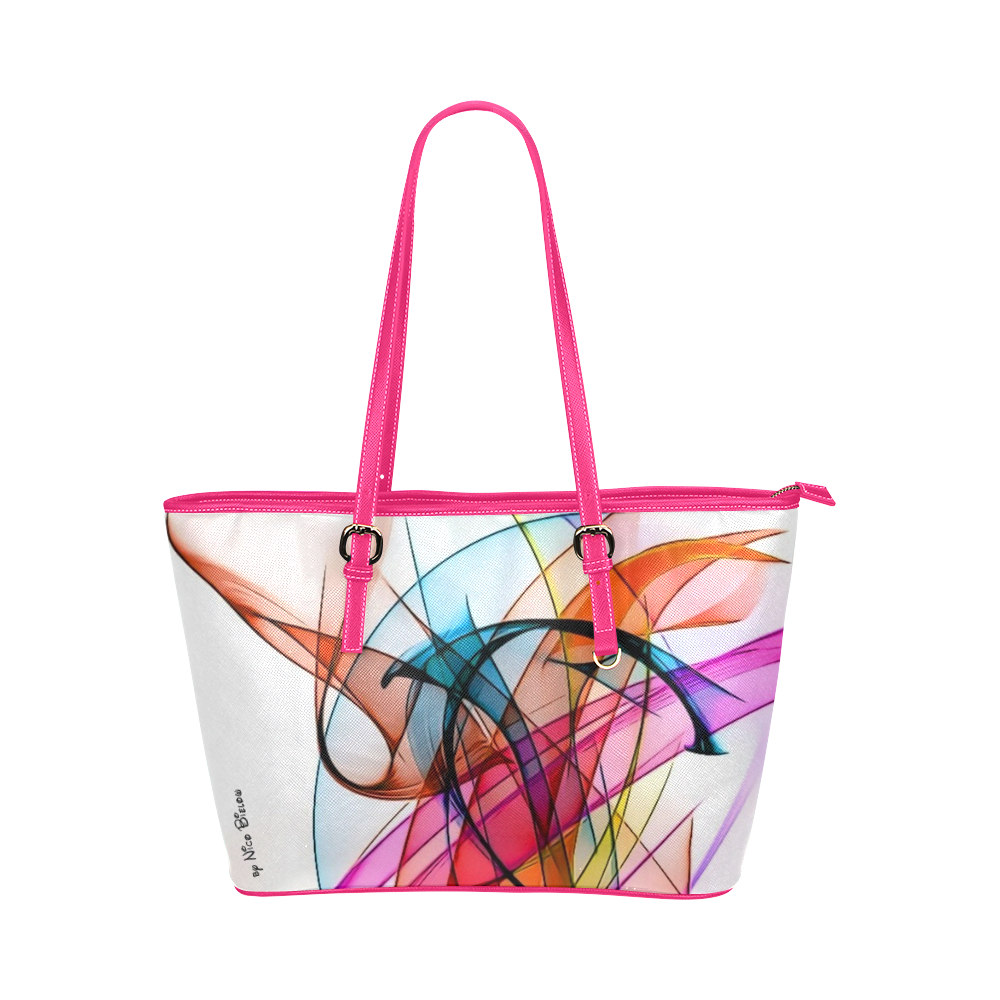 Summer Color Patter by Nico Bielow Leather Tote Bag/Large (Model 1651)