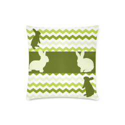 Green Lemon Chevron Pattern Zig Zag Rabbit Custom Zippered Pillow Case 16"x16"(Twin Sides)