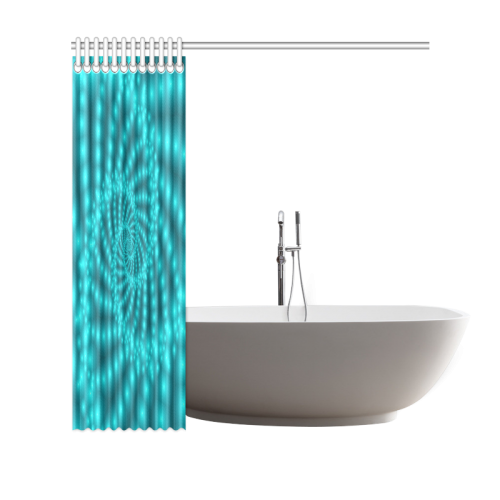 Glossy Turquoise  Beads Spiral Fractal Shower Curtain 69"x70"