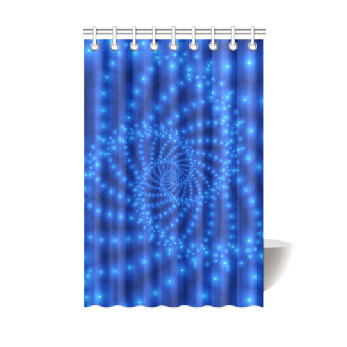 Glossy Royal Blue Beads Spiral Fractal Shower Curtain 48"x72"