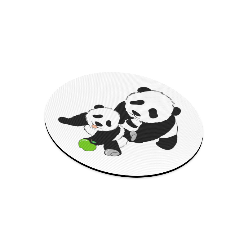 Mother and Baby Panda Round Mousepad