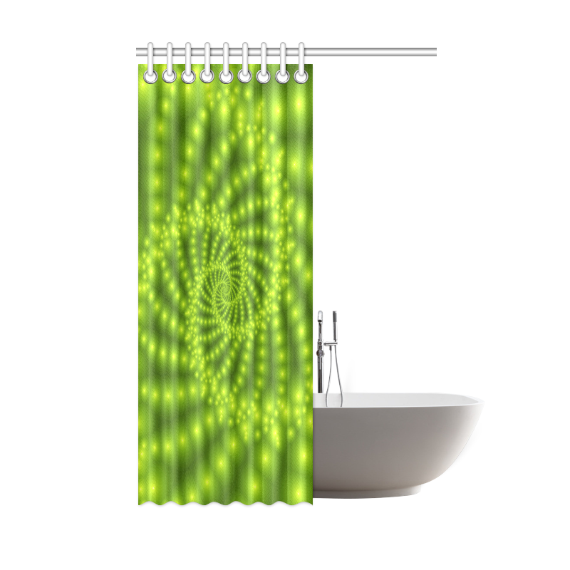 Glossy Lime Green  Beads Spiral Fractal Shower Curtain 48"x72"