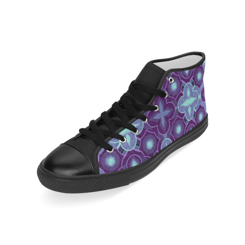 Purple blue pattern Men’s Classic High Top Canvas Shoes (Model 017)