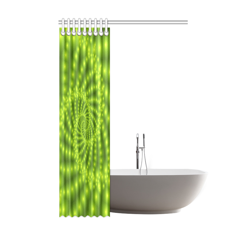 Glossy Lime Green  Beads Spiral Fractal Shower Curtain 48"x72"