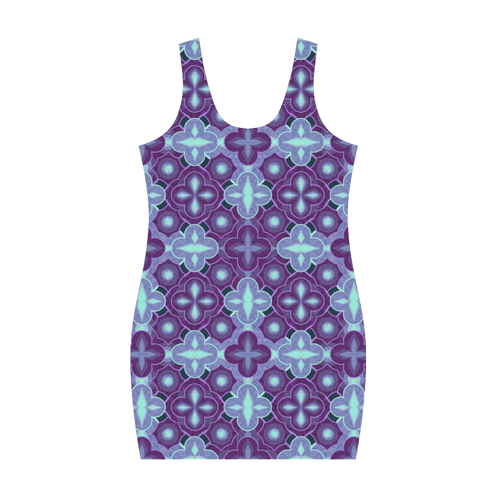 Purple blue seamless pattern Medea Vest Dress (Model D06)