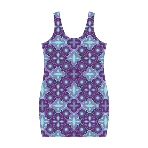 Purple blue seamless pattern Medea Vest Dress (Model D06)