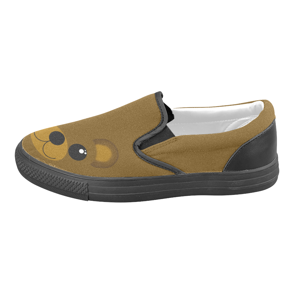 Kawaii Brown Bear Women's Unusual Slip-on Canvas Shoes (Model 019)