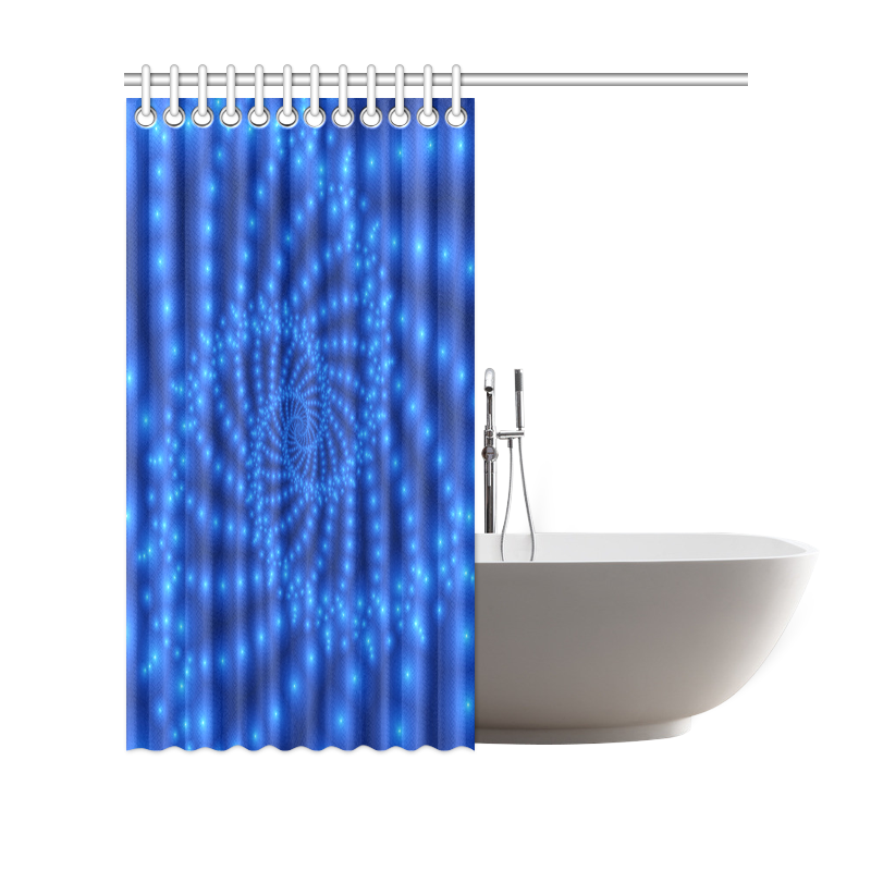 Glossy Royal Blue Beads Spiral Fractal Shower Curtain 69"x70"