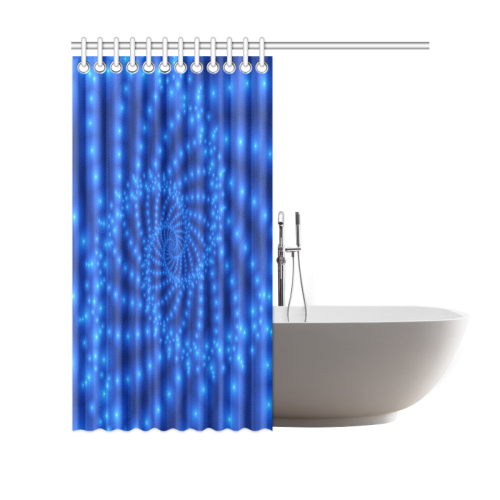 Glossy Royal Blue Beads Spiral Fractal Shower Curtain 69"x70"