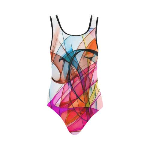 Summer Color Patter by Nico Bielow Vest One Piece Swimsuit (Model S04)