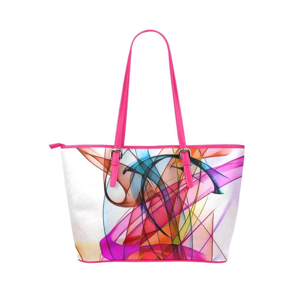 Summer Color Patter by Nico Bielow Leather Tote Bag/Large (Model 1651)