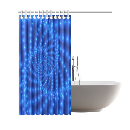 Glossy Royal Blue Beads Spiral Fractal Shower Curtain 69"x72"