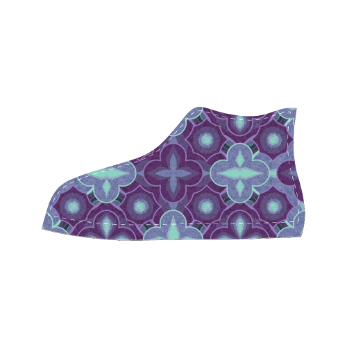 Purple blue pattern Men’s Classic High Top Canvas Shoes (Model 017)