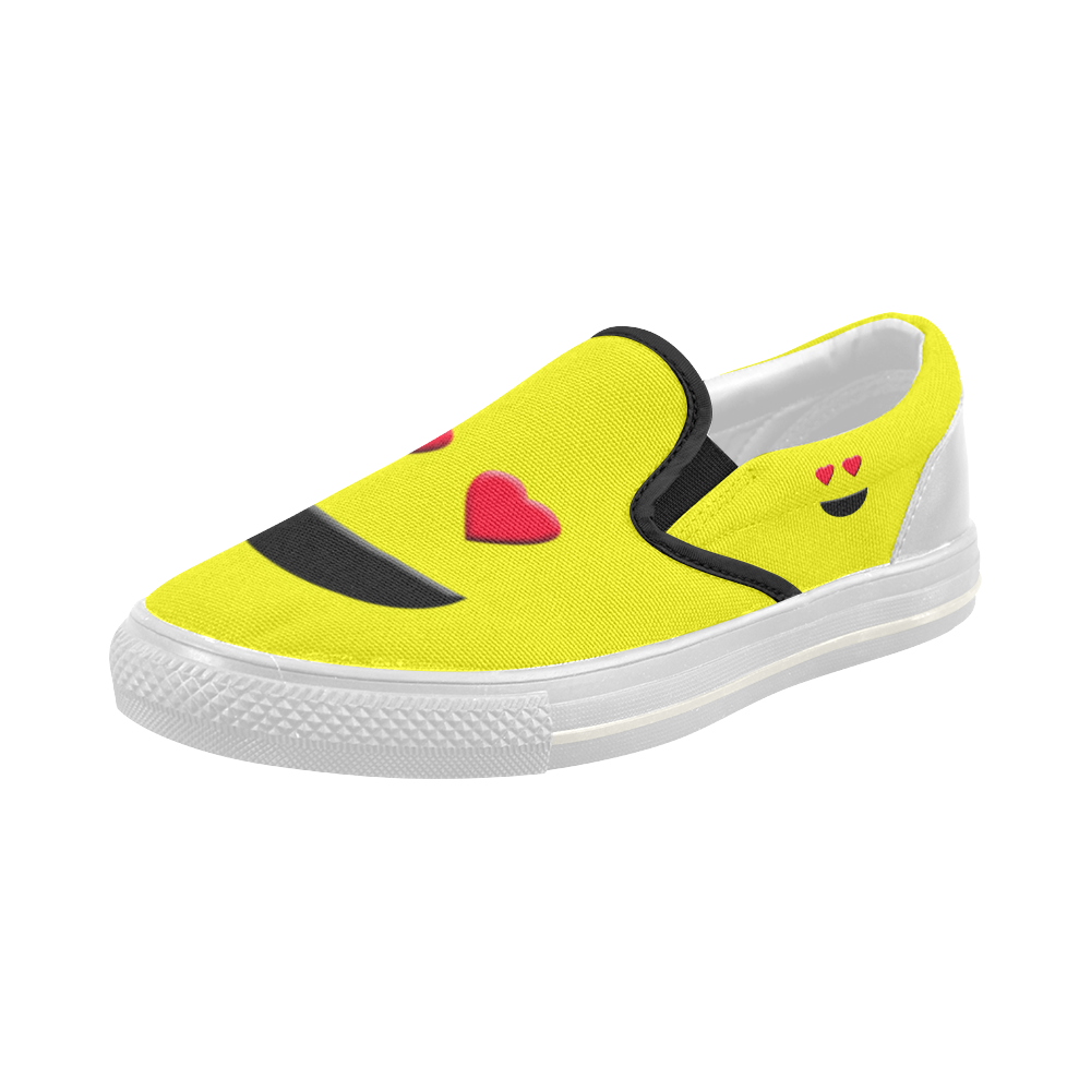 Emoticon Heart Smiley Women's Slip-on Canvas Shoes (Model 019)