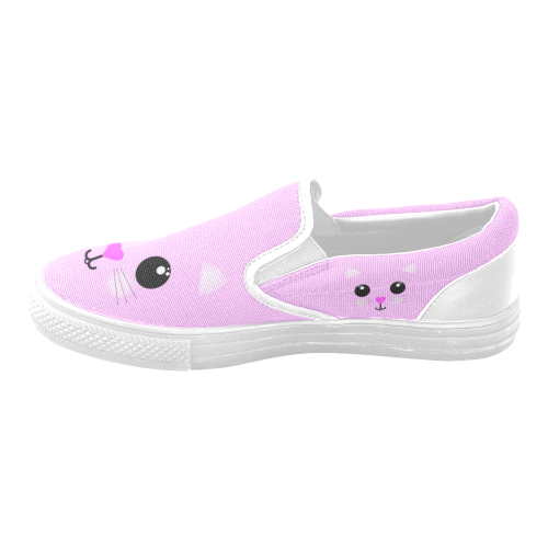 Kawaii Kitty Women's Unusual Slip-on Canvas Shoes (Model 019)