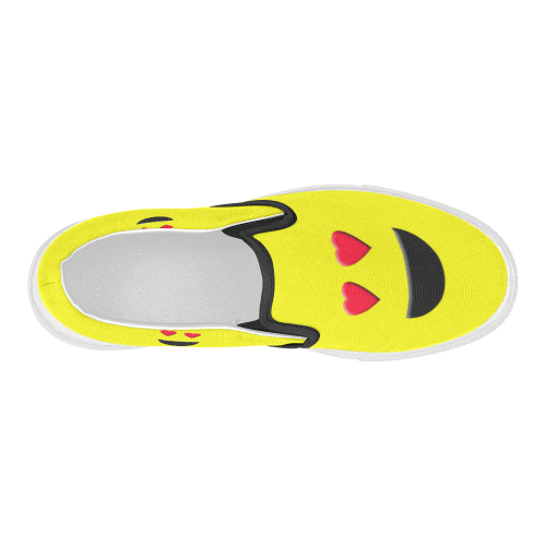 Emoticon Heart Smiley Women's Slip-on Canvas Shoes (Model 019)