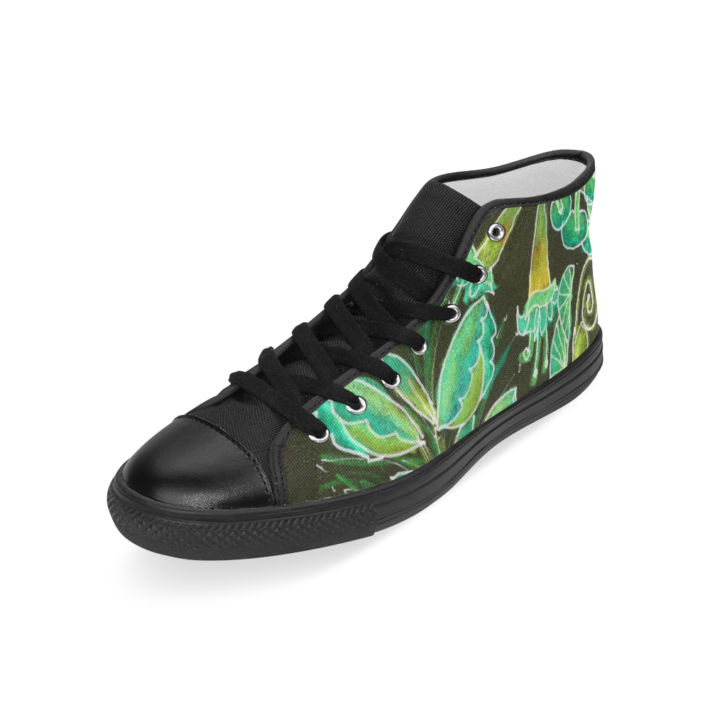 Irish Garden, Lime Green Flowers Dance in Joy Men’s Classic High Top Canvas Shoes (Model 017)