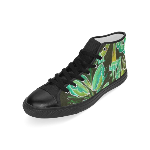Irish Garden, Lime Green Flowers Dance in Joy Men’s Classic High Top Canvas Shoes (Model 017)
