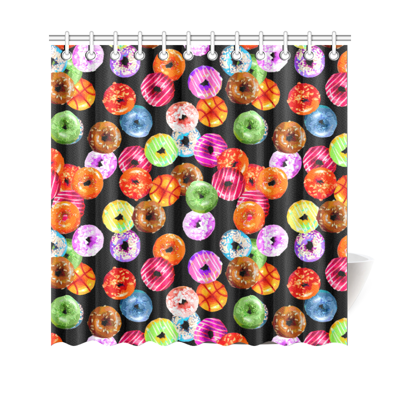 Colorful Yummy DONUTS pattern Shower Curtain 69"x70"