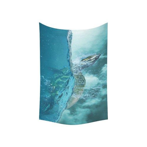 Underwater Turtle Fantasy Cotton Linen Wall Tapestry 60"x 40"