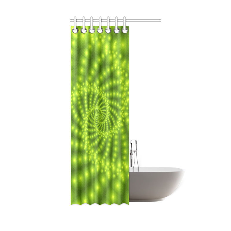 Glossy Lime Green  Beads Spiral Fractal Shower Curtain 36"x72"