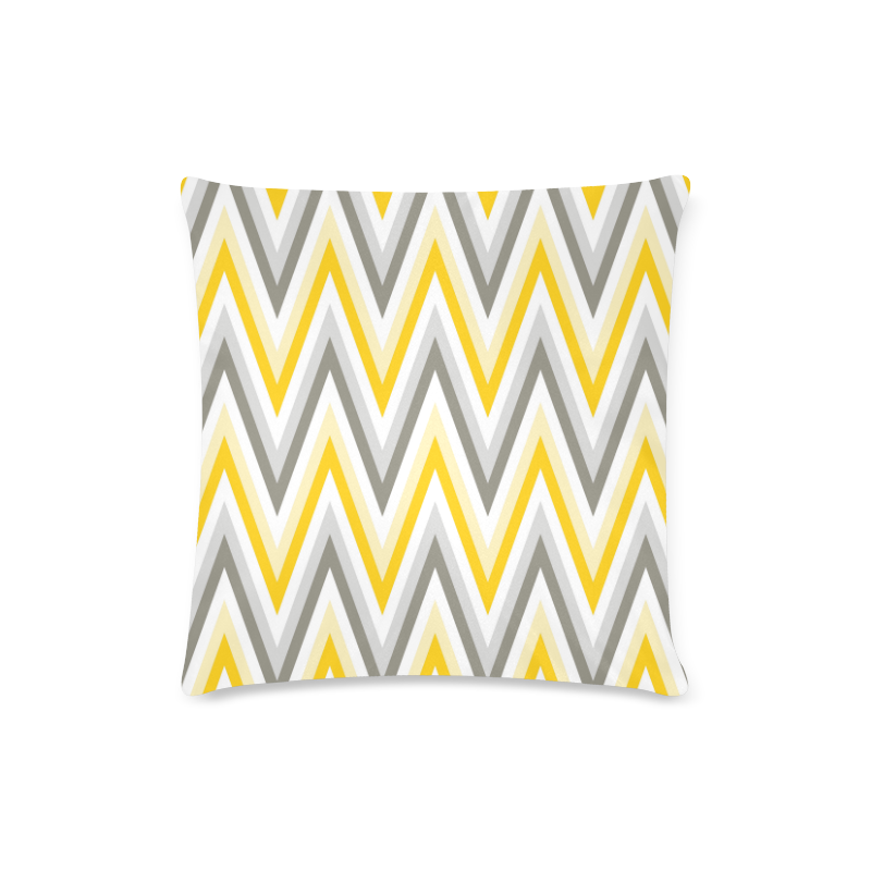 Yellow Grey White Chevron Zig Zag Pattern Custom Zippered Pillow Case 16"x16"(Twin Sides)