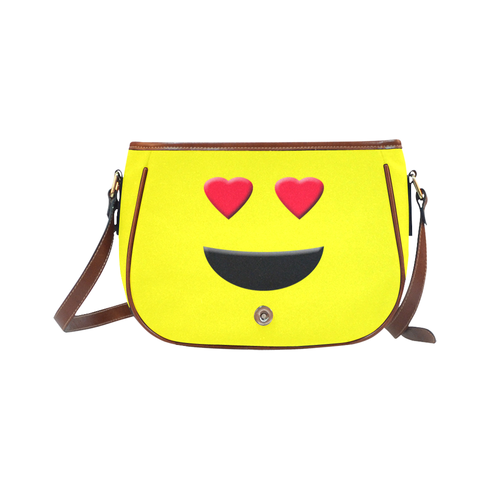 Emoticon Heart Smiley Saddle Bag/Small (Model 1649) Full Customization