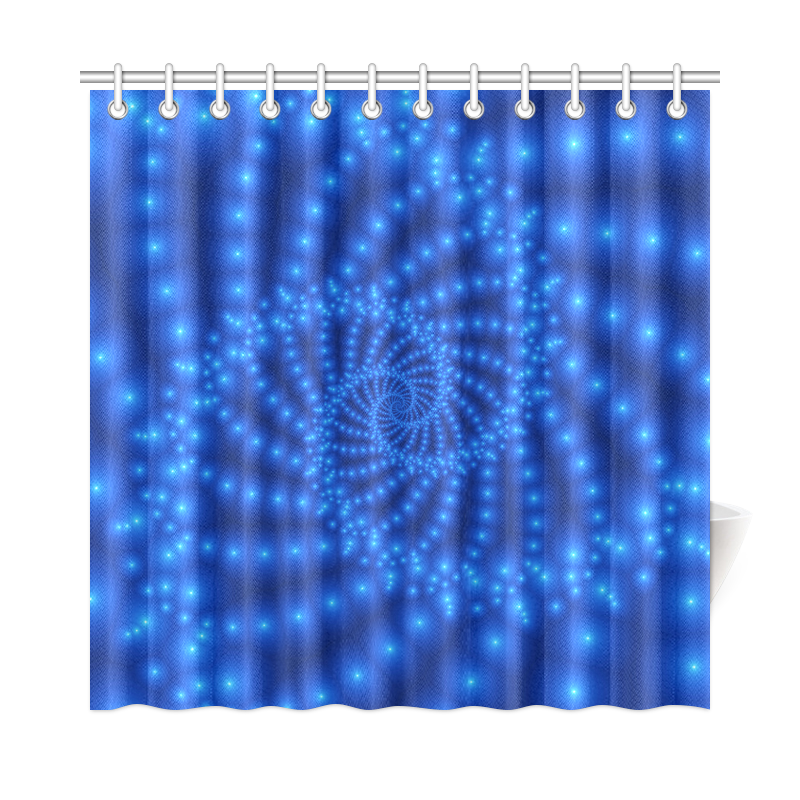 Glossy Royal Blue Beads Spiral Fractal Shower Curtain 72"x72"