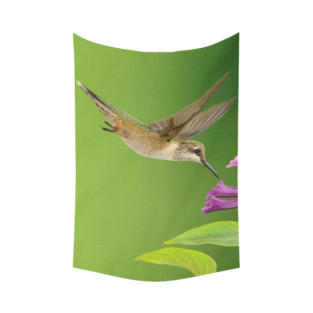 Hummingbird Delight Cotton Linen Wall Tapestry 90"x 60"