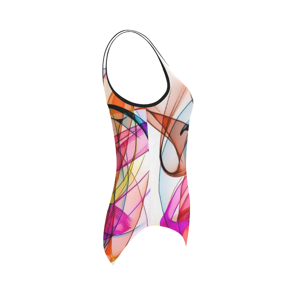 Summer Color Patter by Nico Bielow Vest One Piece Swimsuit (Model S04)