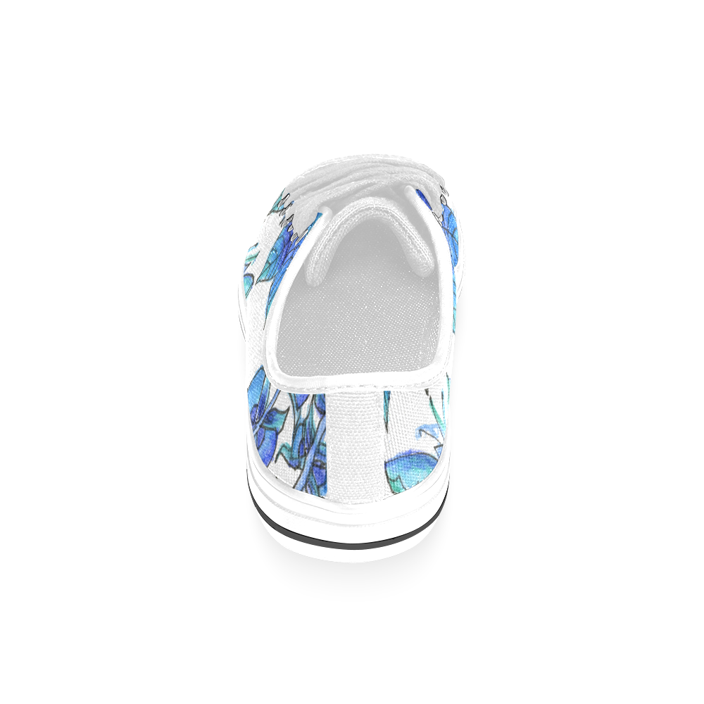Pretty Blue Flowers, Aqua Garden Zendoodle Men's Classic Canvas Shoes (Model 018)