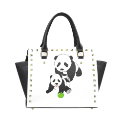 Mother and Baby Panda Rivet Shoulder Handbag (Model 1645)