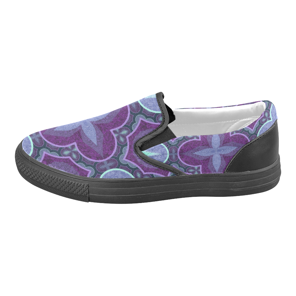 Purple blue Men's Unusual Slip-on Canvas Shoes (Model 019)
