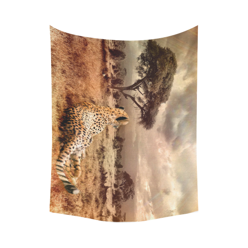 Savanna Cheetah Cotton Linen Wall Tapestry 80"x 60"