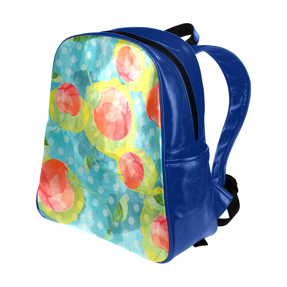 Cherries Multi-Pockets Backpack (Model 1636)