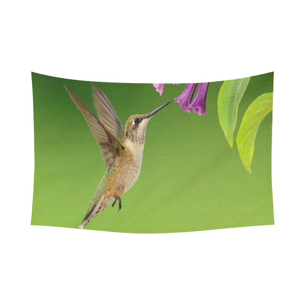 Hummingbird Delight Cotton Linen Wall Tapestry 90"x 60"