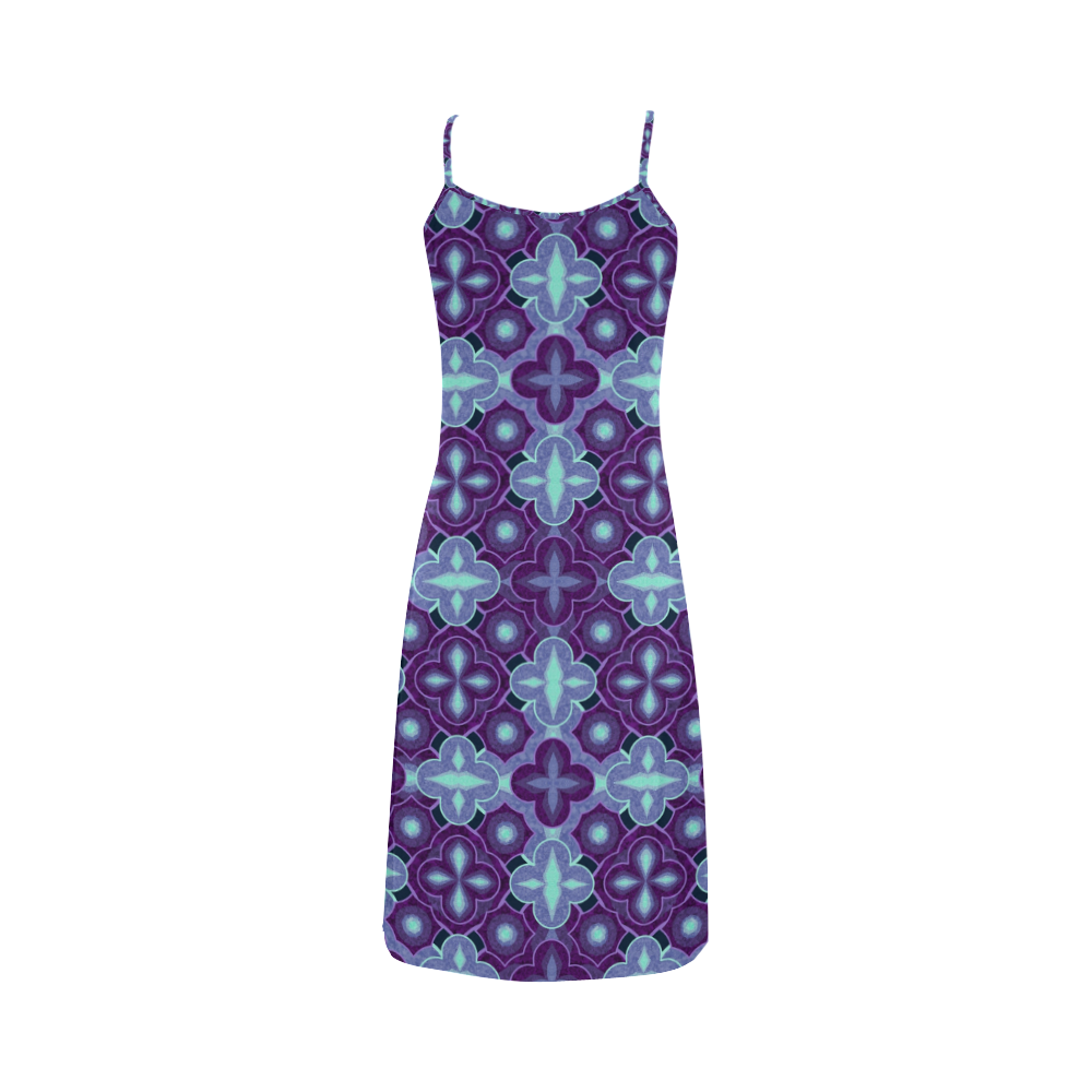 Purple blue seamless pattern Alcestis Slip Dress (Model D05)