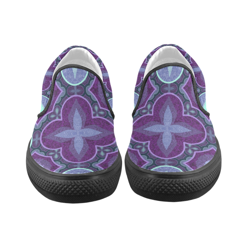 Purple blue Men's Unusual Slip-on Canvas Shoes (Model 019)