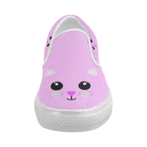 Kawaii Kitty Women's Slip-on Canvas Shoes (Model 019)