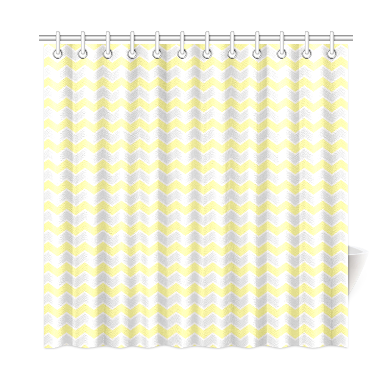 Lemon Grey Pattern Zig Zag Chevron Shower Curtain 72"x72"