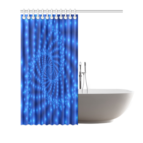 Glossy Royal Blue Beads Spiral Fractal Shower Curtain 72"x72"