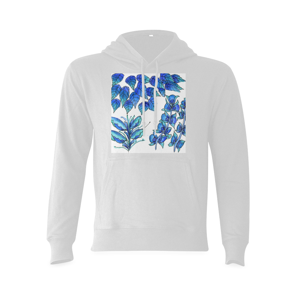 Pretty Blue Flowers, Aqua Garden Zendoodle Oceanus Hoodie Sweatshirt (Model H03)