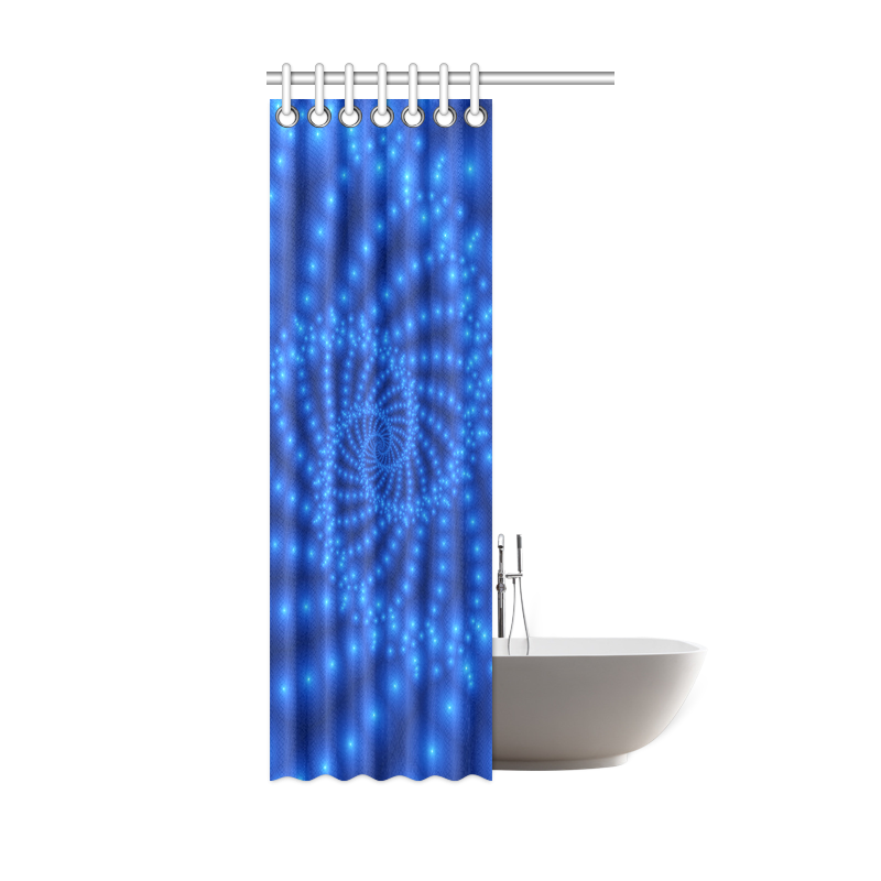 Glossy Royal Blue Beads Spiral Fractal Shower Curtain 36"x72"