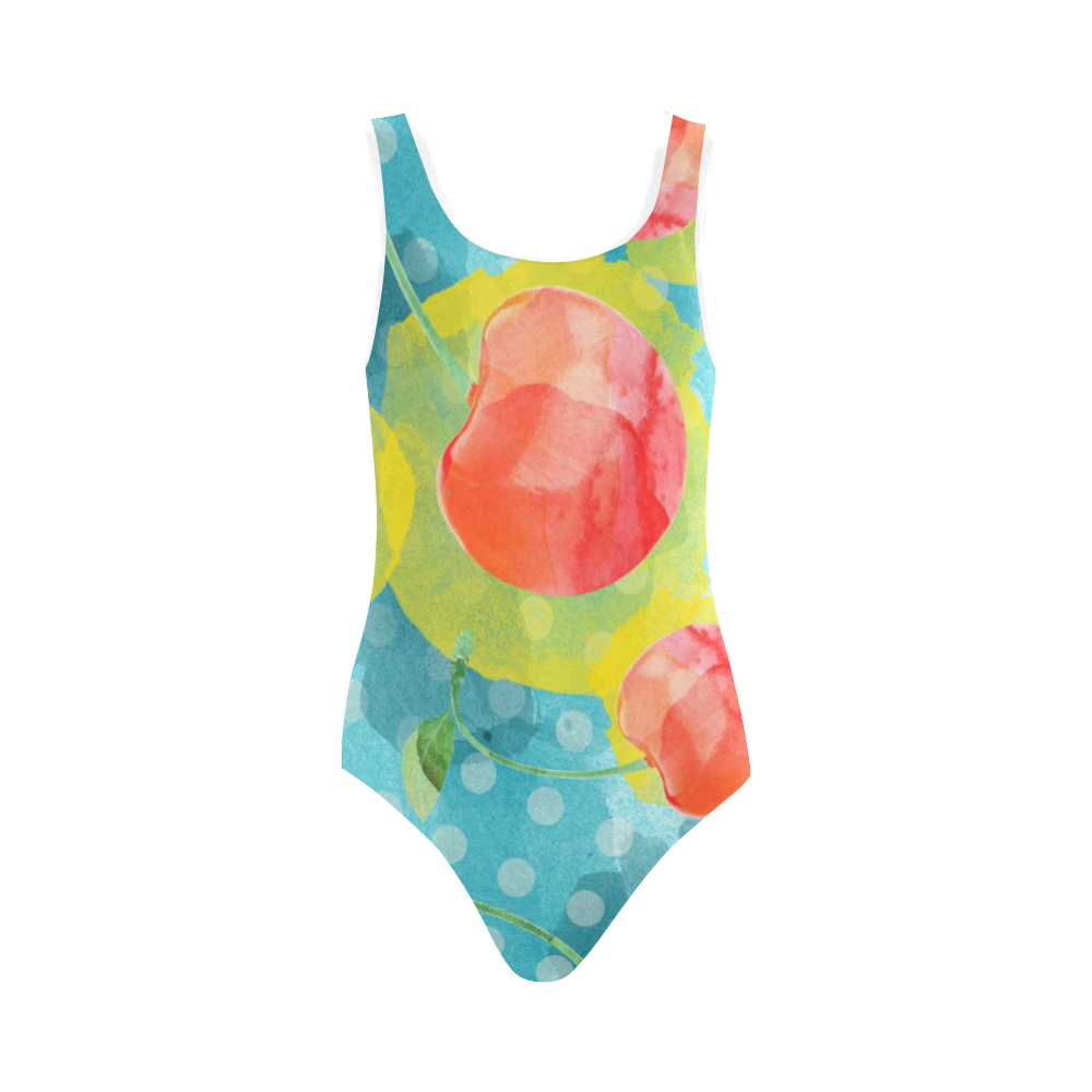 Cherries Vest One Piece Swimsuit (Model S04)