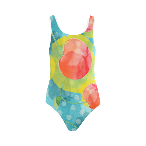 Cherries Vest One Piece Swimsuit (Model S04)