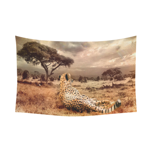 Savanna Cheetah Cotton Linen Wall Tapestry 90"x 60"
