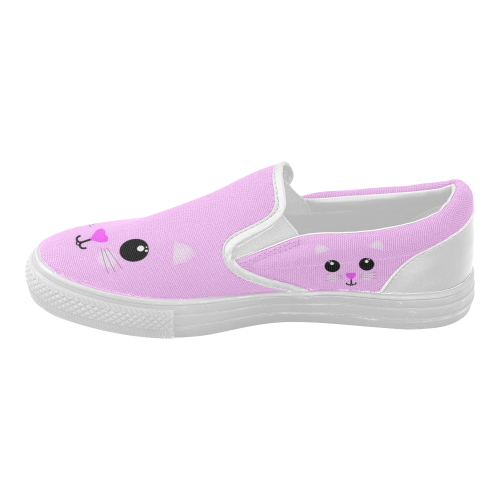 Kawaii Kitty Women's Slip-on Canvas Shoes (Model 019)