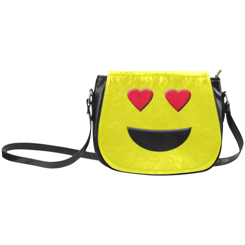 Emoticon Heart Smiley Classic Saddle Bag/Large (Model 1648)