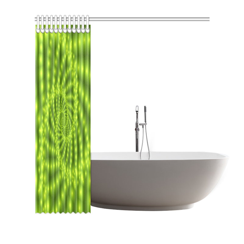 Glossy Lime Green  Beads Spiral Fractal Shower Curtain 72"x72"