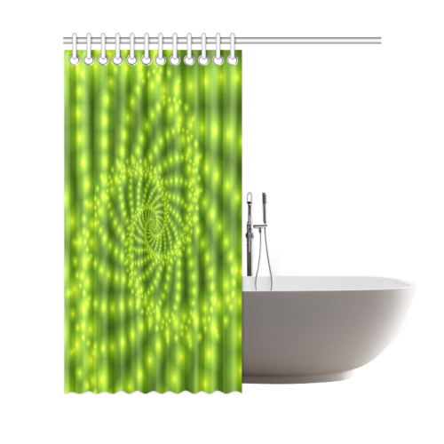 Glossy Lime Green  Beads Spiral Fractal Shower Curtain 69"x72"